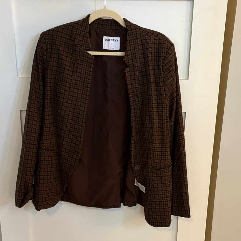 Old Navy Women's Checkered Brown Blazer